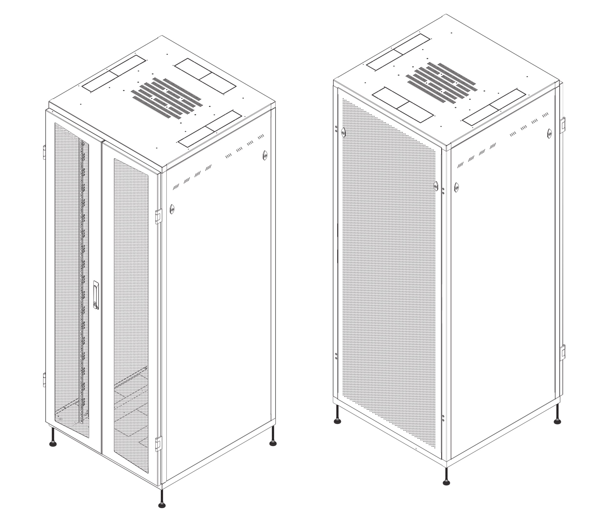 Armadio Rack NextGen 19'' 800x800 42U Doppia Porta Grigliata Nero INTELLINET - immagine 2