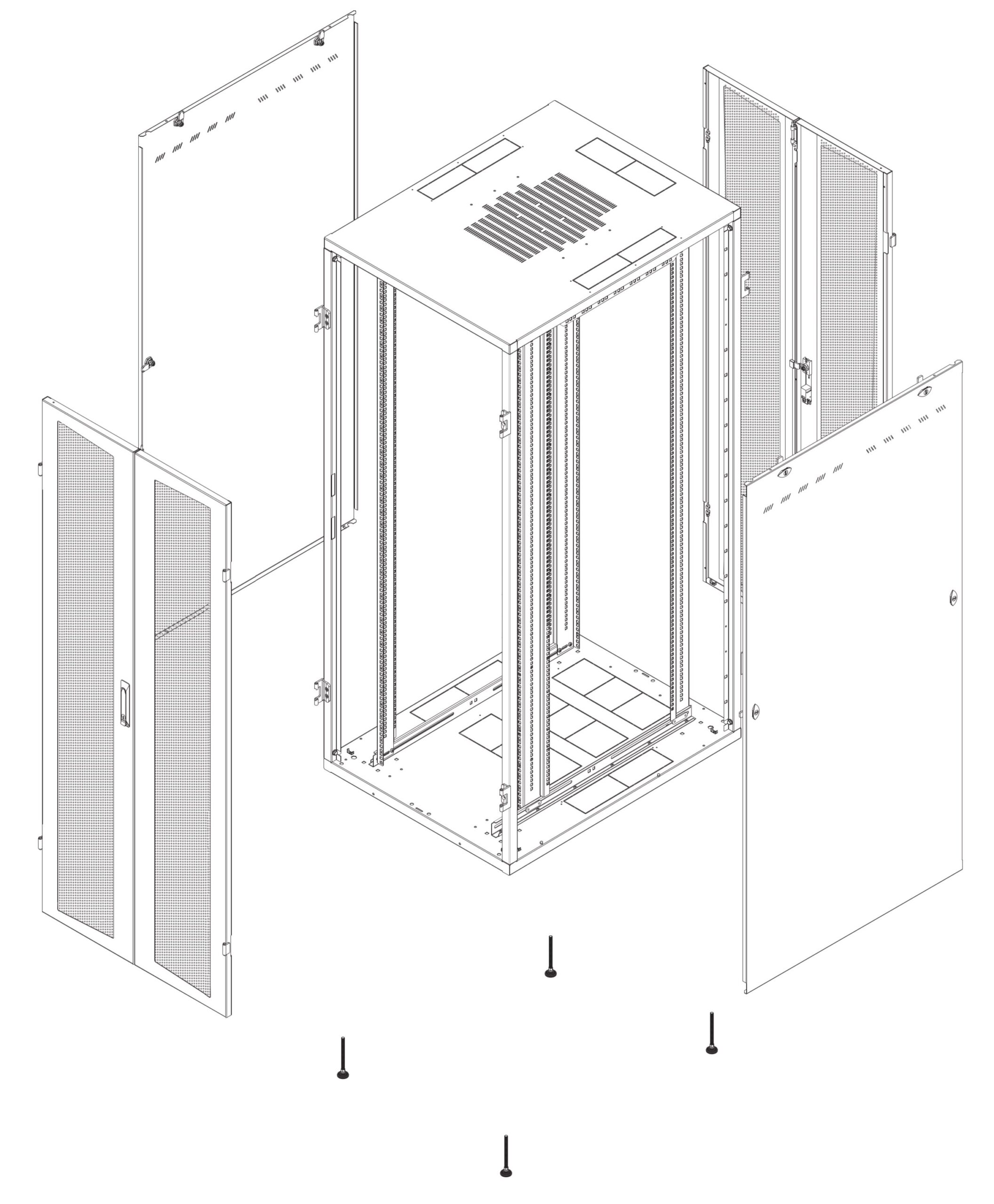 Armadio Server Rack NextGen 1000 19'' 800x1000 27U Nero Doppia Porta Grigliata INTELLINET - immagine 2