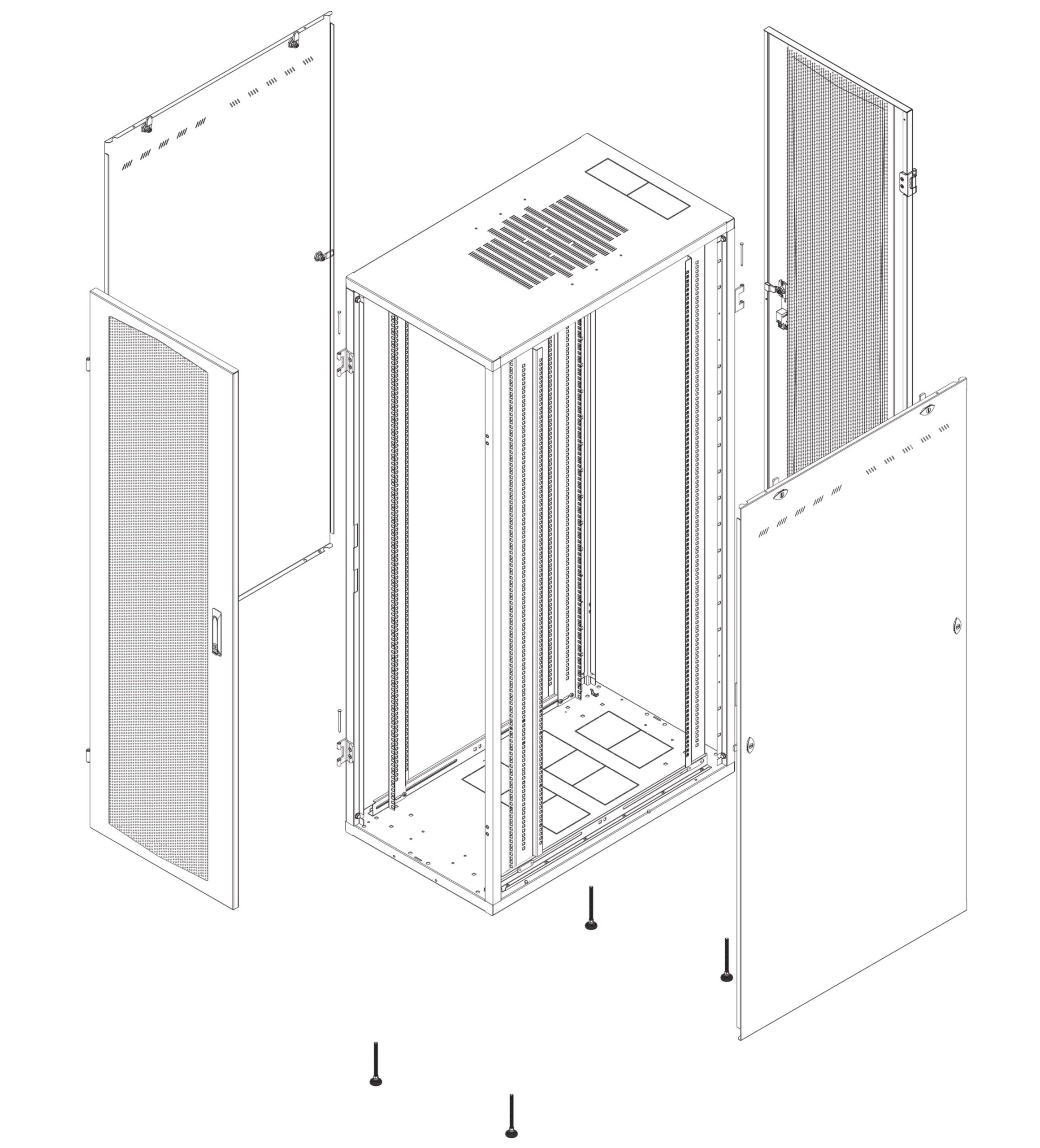 Armadio Server Rack NextGen 1000 19'' 600x1000 42U Nero Porta Grigliata INTELLINET - immagine 2