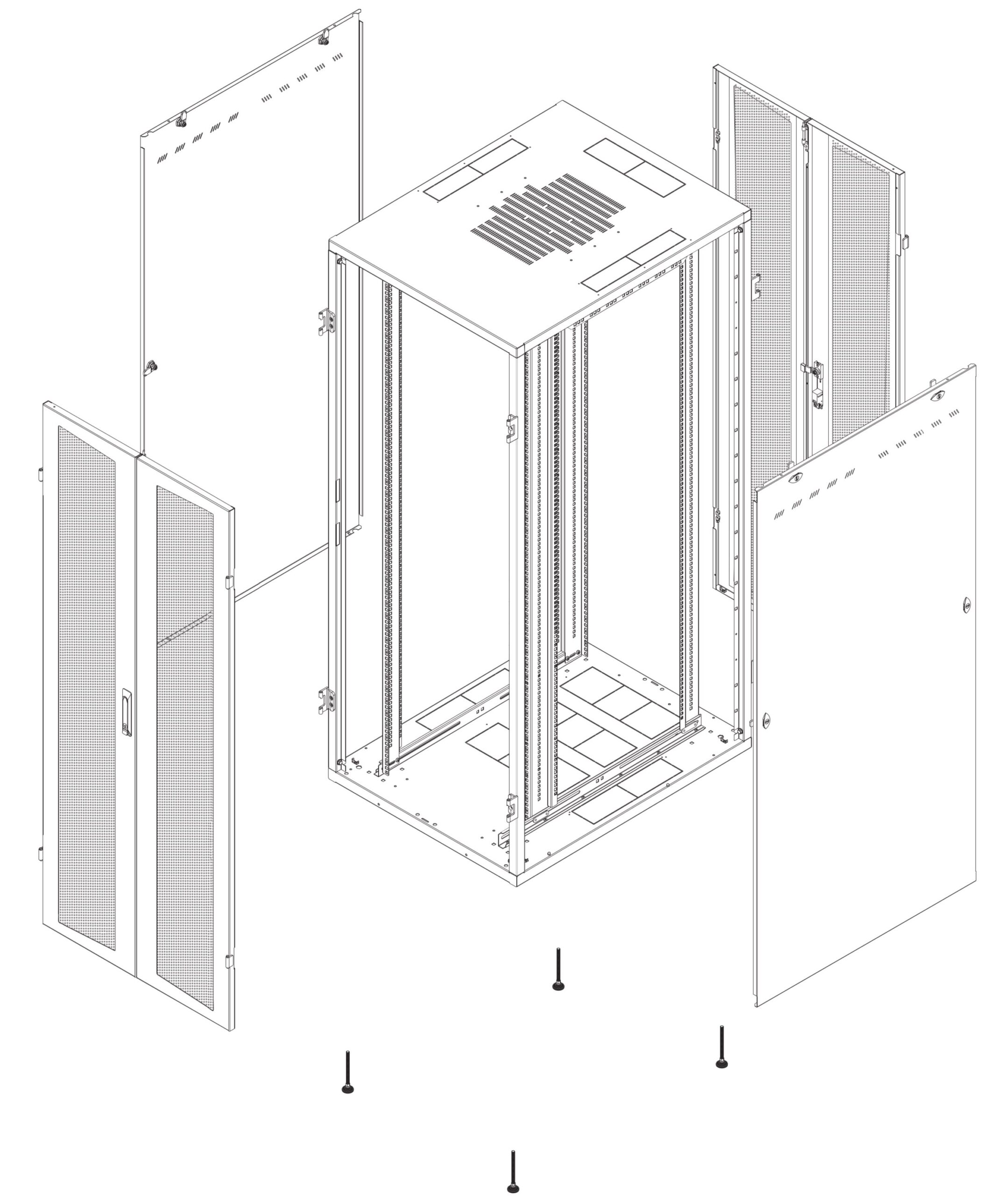 Armadio Server Rack NextGen 1000 19'' 800x1000 42U Nero Porta Grigliata INTELLINET - immagine 2