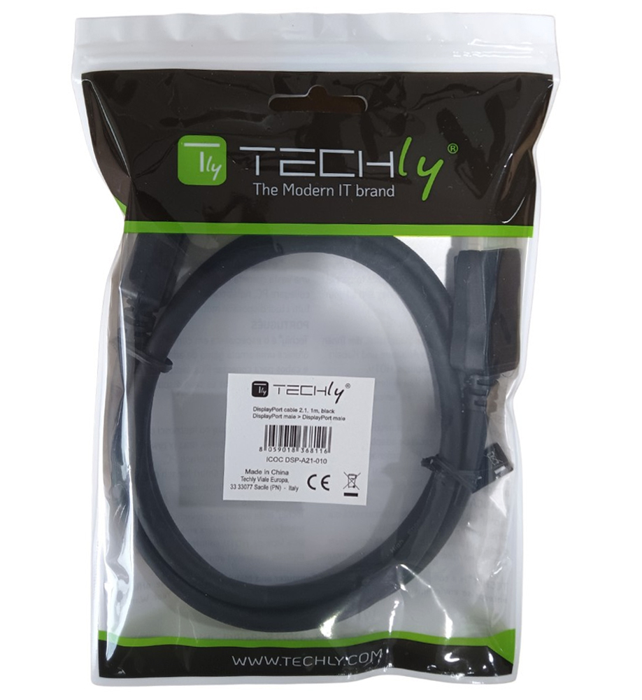 Cavo Audio/Video DisplayPort 2.1 M/M 10K 3m Nero TECHLY - immagine 2