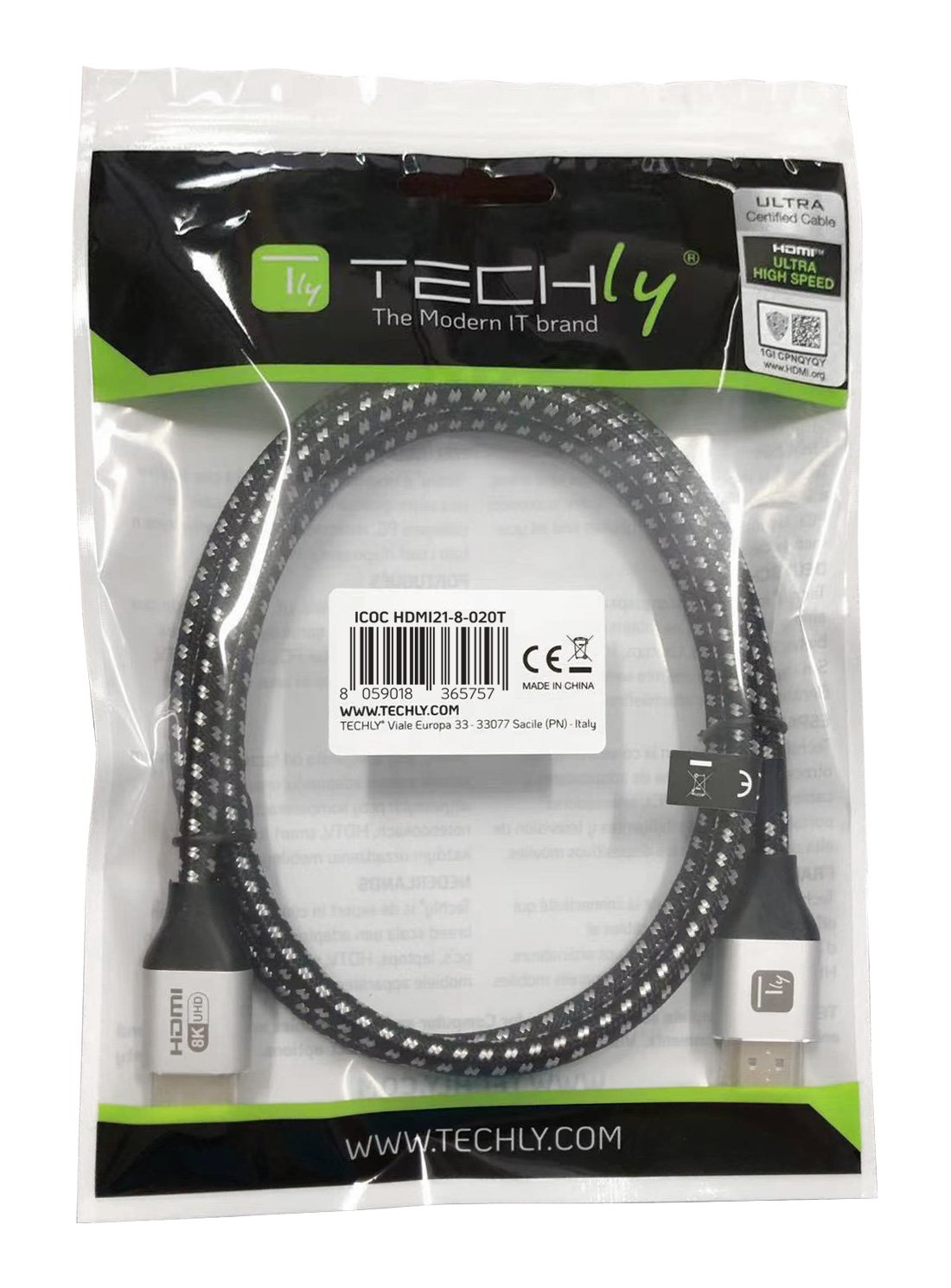 Cavo HDMI&trade; Ultra High Speed 48Gbps Maschio / Maschio 8K@60Hz Certificato 2m TECHLY - immagine 2
