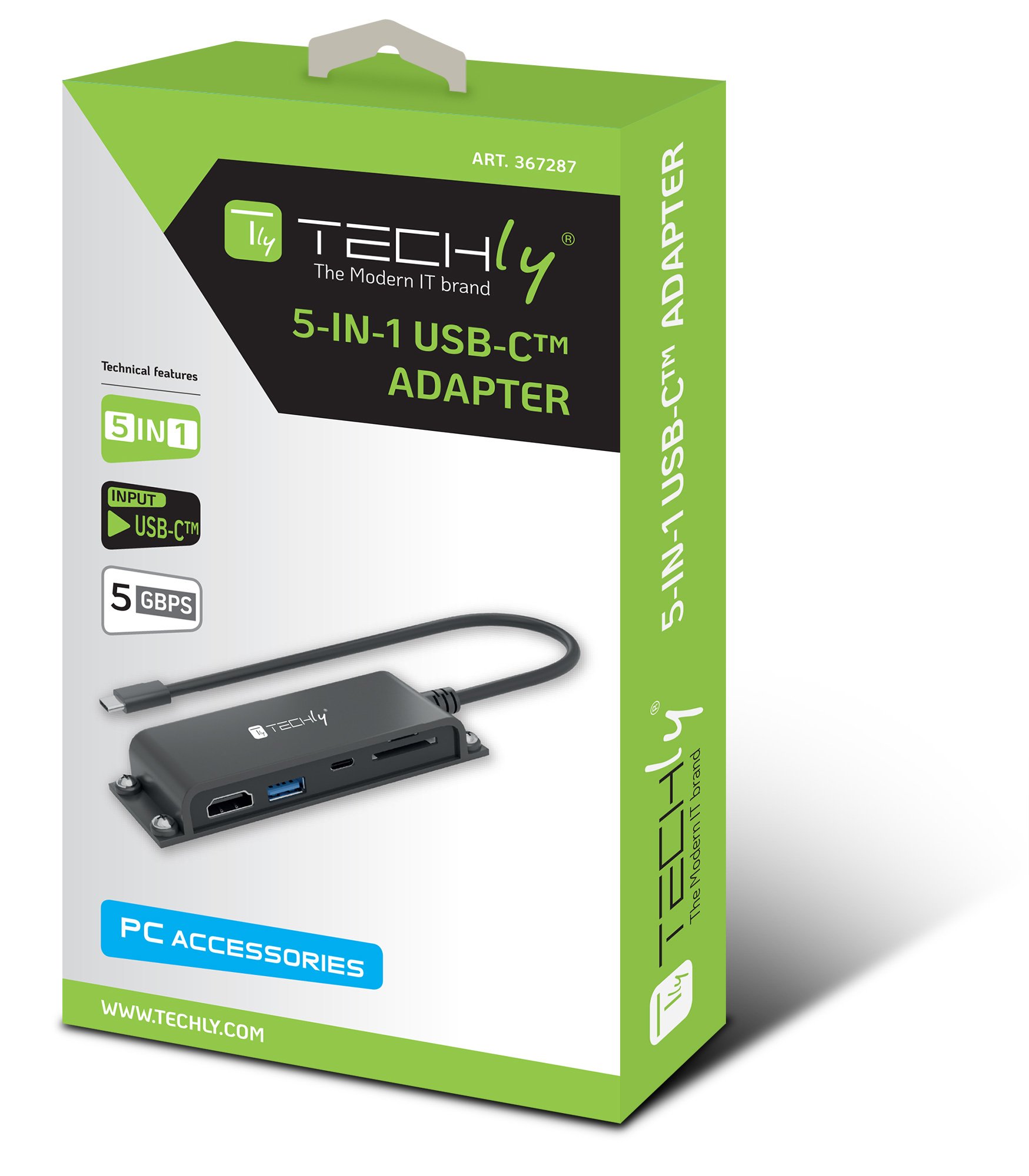 Docking Station 5 in 1 USB-C™ Hub HDMI con Lettore Micro SD/SD TECHLY - immagine 2