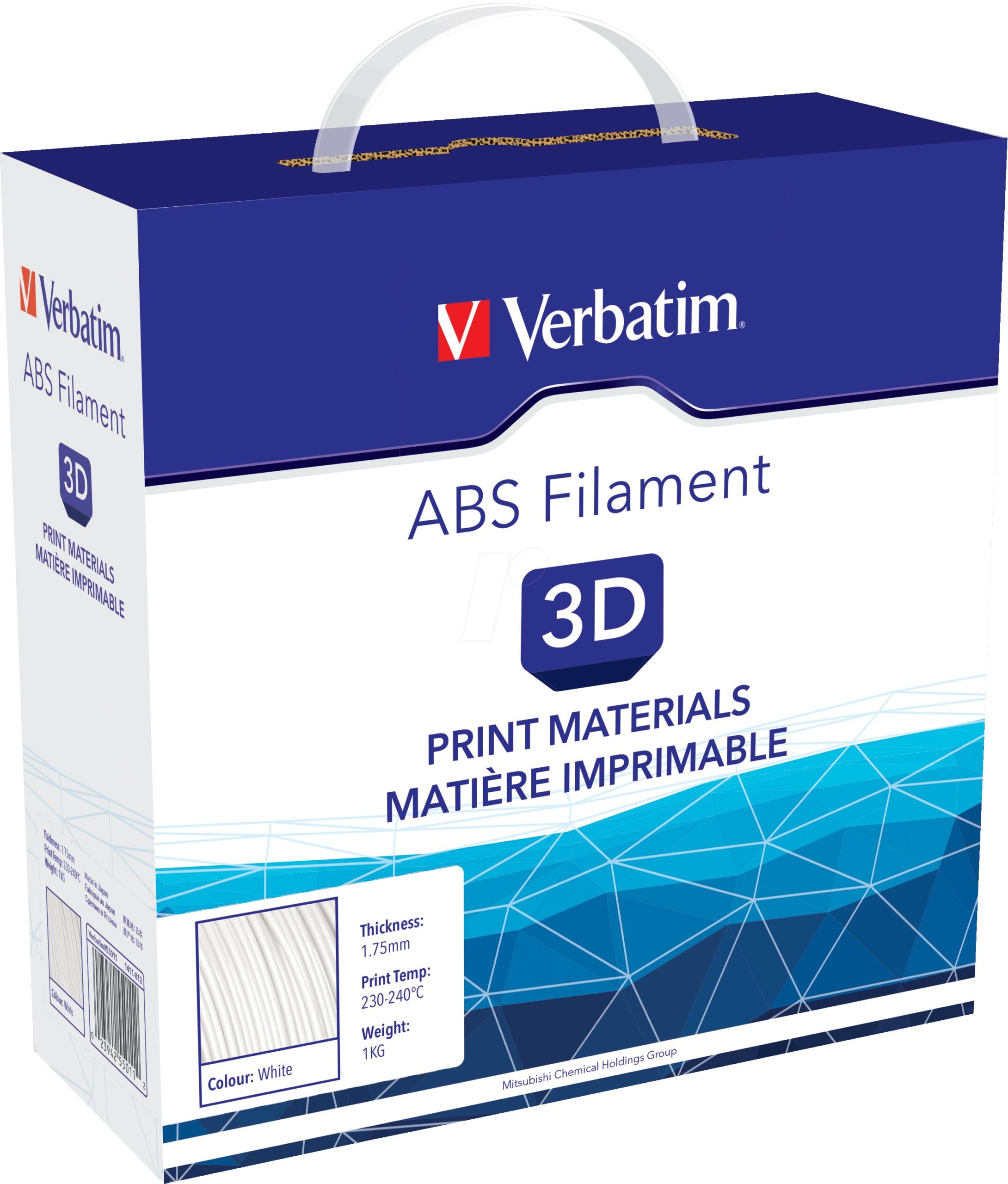 Filamento ABS Stampa 3D 1.75mm 1kg Bianco VERBATIM - immagine 2