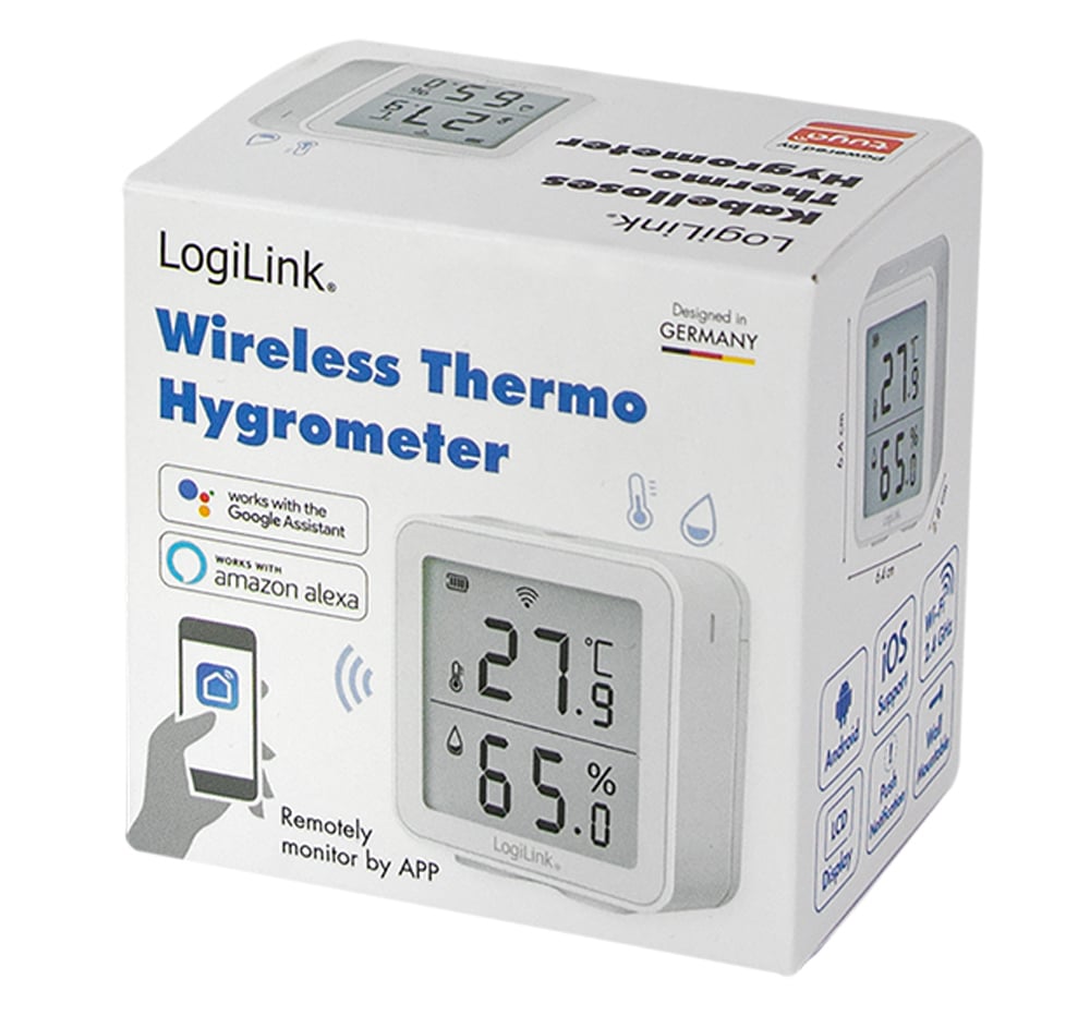 Termoigrometro Wireless Monitoraggio Remoto Wi-Fi App Smart Life LOGILINK - immagine 2