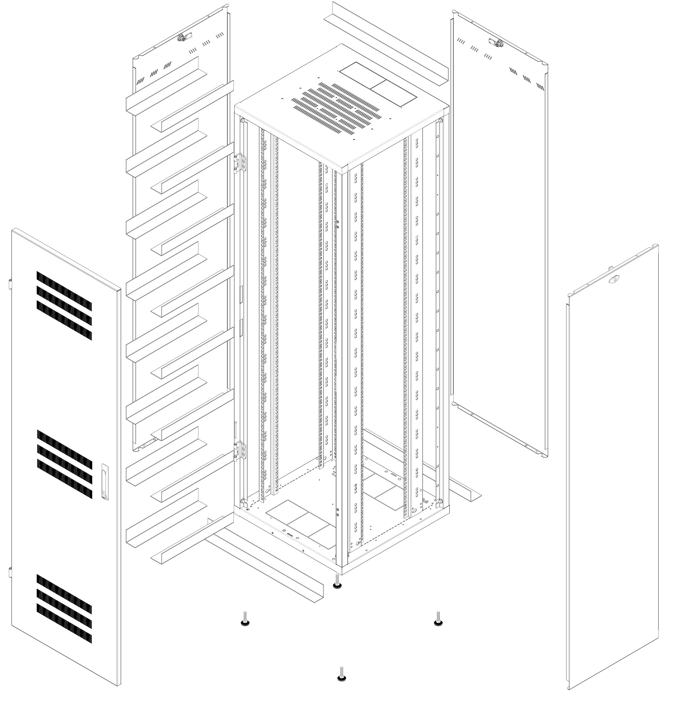 Armadio Rack 19'' 600x600 47U per Batterie Fotovoltaico Nero TECHLY PROFESSIONAL - immagine 2