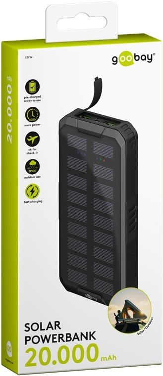 Caricabatterie a Ricarica Solare Rapida 20.000 mAh USB-C™ PD QC3.0 GOOBAY - immagine 2