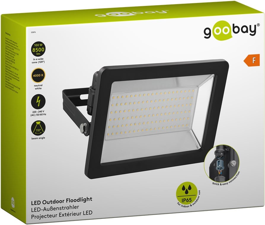 Faretto LED da Esterno IP65 100W 8500lm Nero GOOBAY - immagine 2