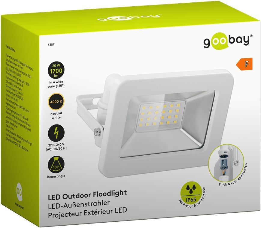 Faretto LED da Esterno IP65 20W Bianco GOOBAY - immagine 2