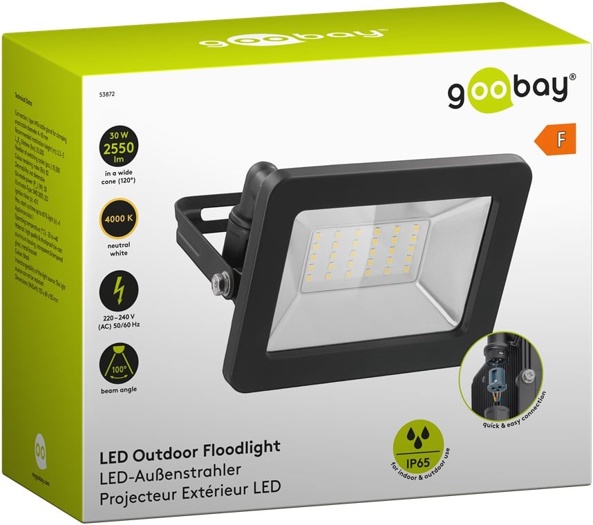 Faretto LED da Esterno IP65 30W Nero GOOBAY - immagine 2