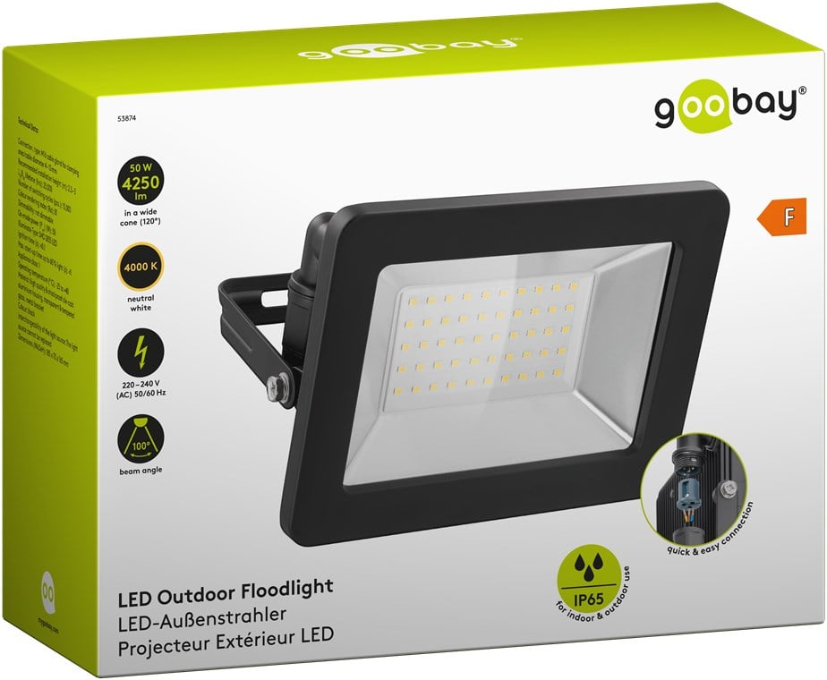 Faretto LED da Esterno IP65 50W 4260lm Nero GOOBAY - immagine 2