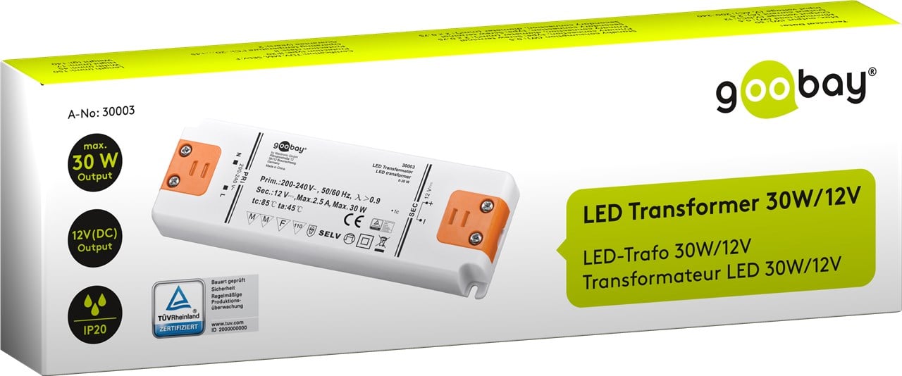 Trasformatore per Illuminazione LED da 12 V (DC)/30 W GOOBAY - immagine 2