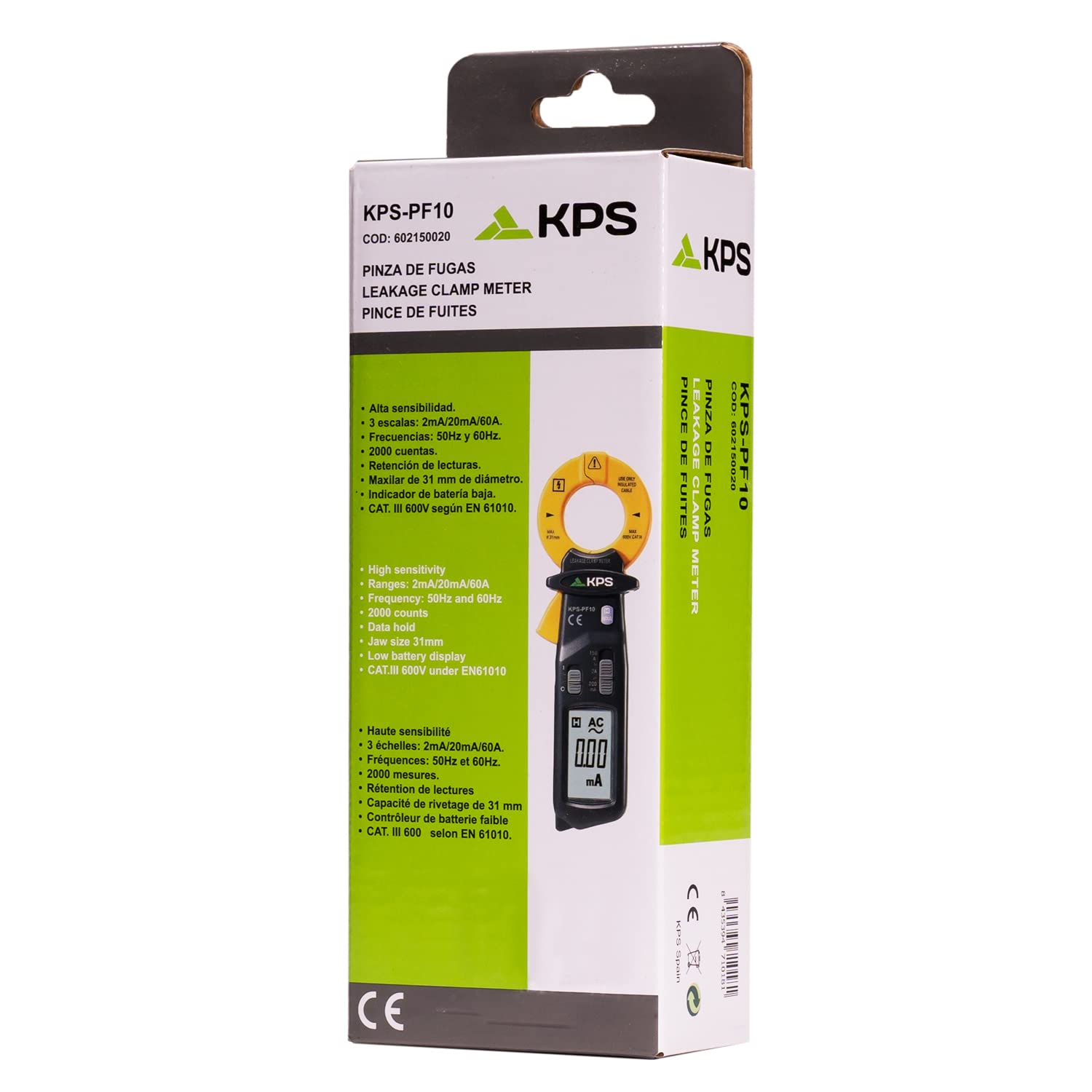 Pinza Amperometrica Digitale AC 60A 2000 Counts CAT III 600V, KPS-PF10 KPS - immagine 2