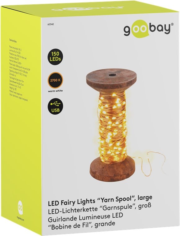 Bobina con Filo di Rame 150 Luci LED IP22 USB Interruttore On Off - immagine 2