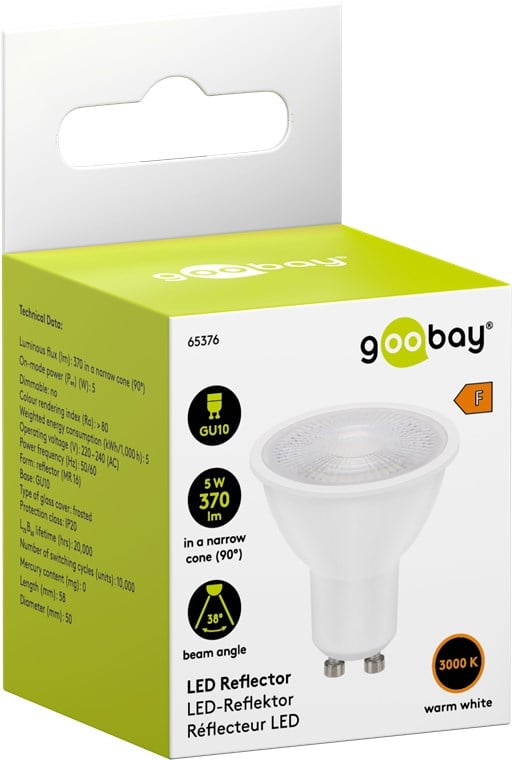 Faretto GU10 Bianco Caldo 5W, Classe F GOOBAY - immagine 2