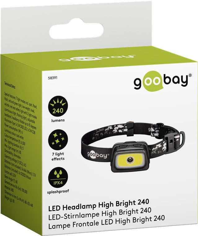 Lampada Frontale Torcia a LED ad Alta Luminosità 240lm GOOBAY - immagine 2