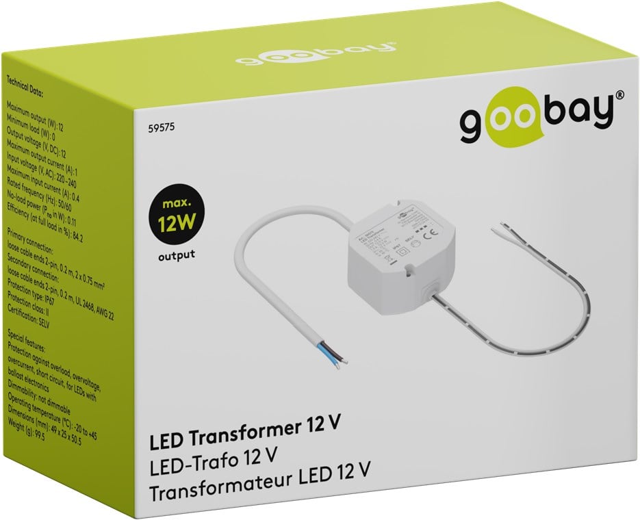 Trasformatore Elettronico LED 12V 12W GOOBAY - immagine 2