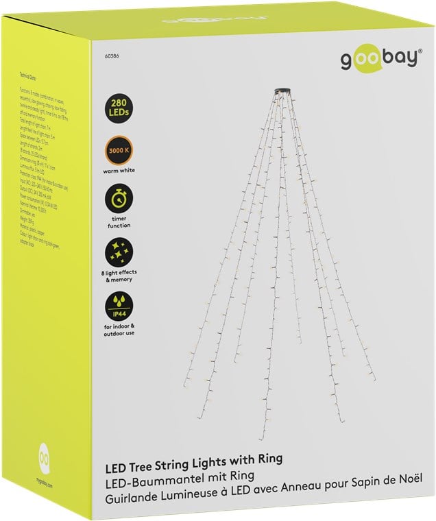 Catena Luminosa 280 Luci LED IP44 Bianco Caldo per Albero con Anello GOOBAY - immagine 2