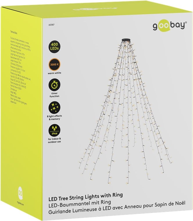 Catena Luminosa 400 Luci LED IP44 Bianco Caldo per Albero con Anello GOOBAY - immagine 2