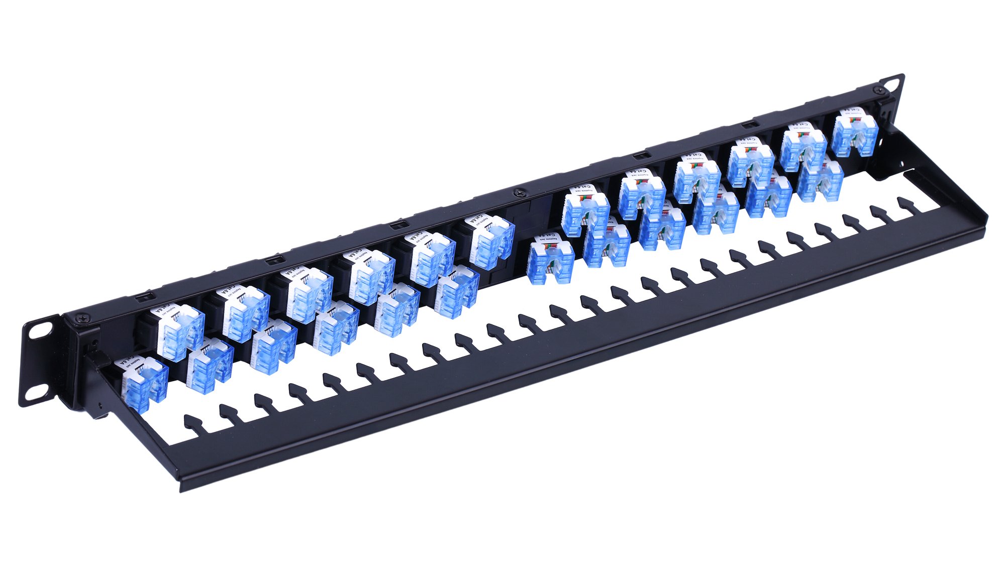 Pannello Patch UTP 24 Posti RJ45 Cat.6A Uscita Inclinata 1U Nero TECHLY PROFESSIONAL - immagine 2