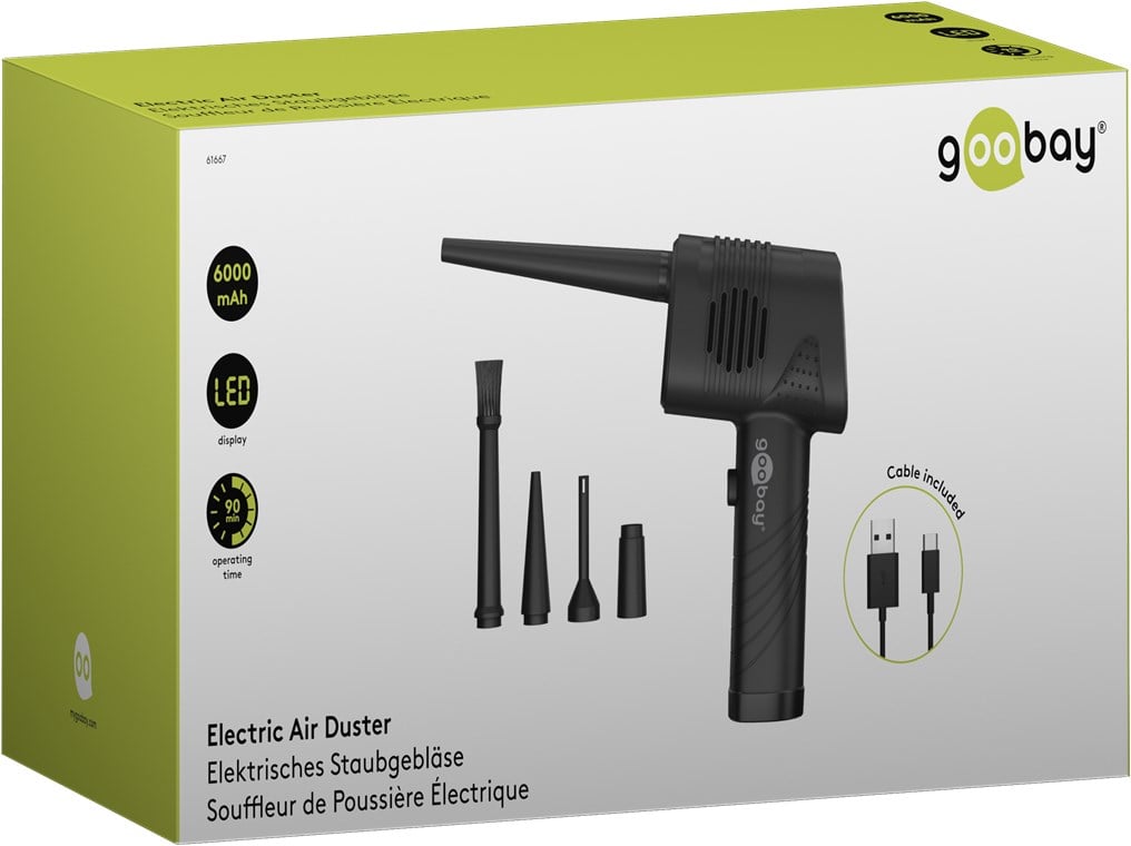 Kit di Pulizia Elettrico per PC Soffiatore ad Aria con 5 Ugelli Intercambiabili GOOBAY - immagine 2