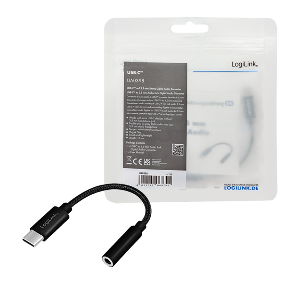 Cavo Adattatore Convertitore Audio da USB-C™ Maschio a 3,5 mm Femmina 13 cm LOGILINK - immagine 2