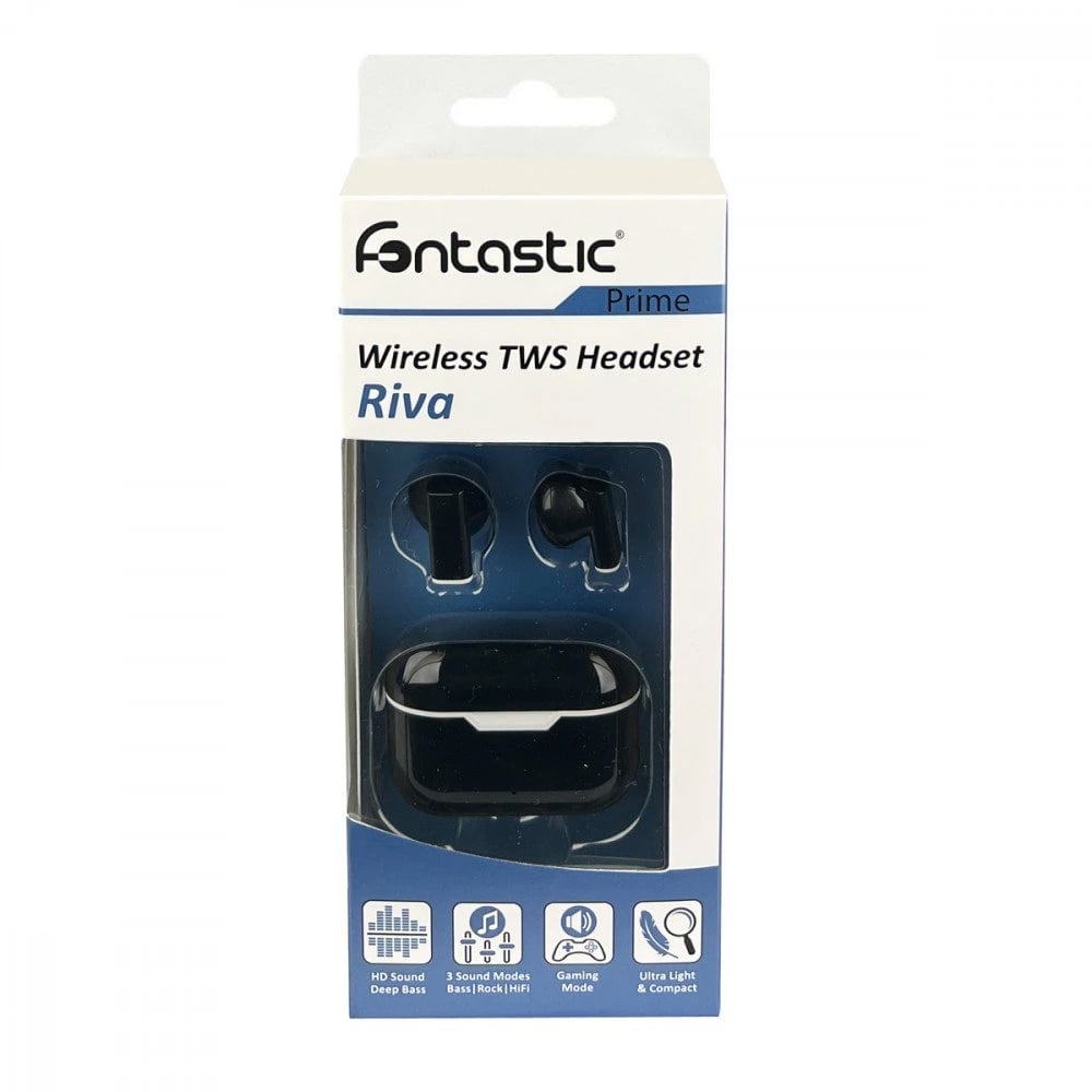 Auricolari Wireless BT V5.1 RIVA con Custodia di Ricarica Nero FONTASTIC - immagine 2