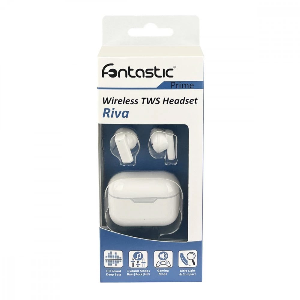 Auricolari Wireless BT V5.1 RIVA con Custodia di Ricarica Bianco FONTASTIC - immagine 2