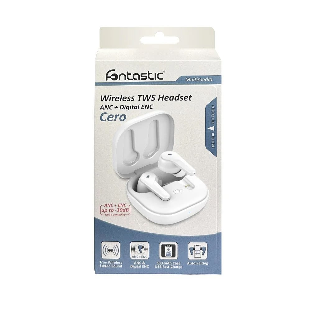 Auricolari Wireless BT v5.3 con Custodia di Ricarica 2 in 1 Bianco FONTASTIC - immagine 2
