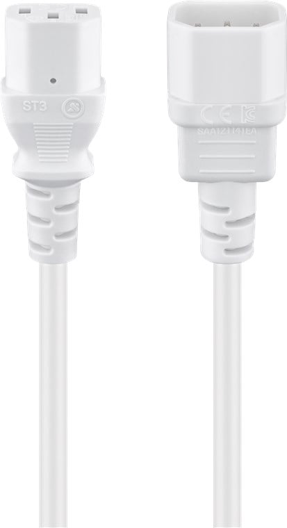 Cavo prolunga VDE C13 F a C14 M 1m Bianco GOOBAY - immagine 2