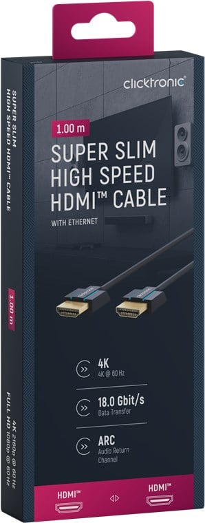 Cavo HDMI™ 2.0 Super Sottile 4K@60Hz 1m CLICKTRONIC - immagine 2
