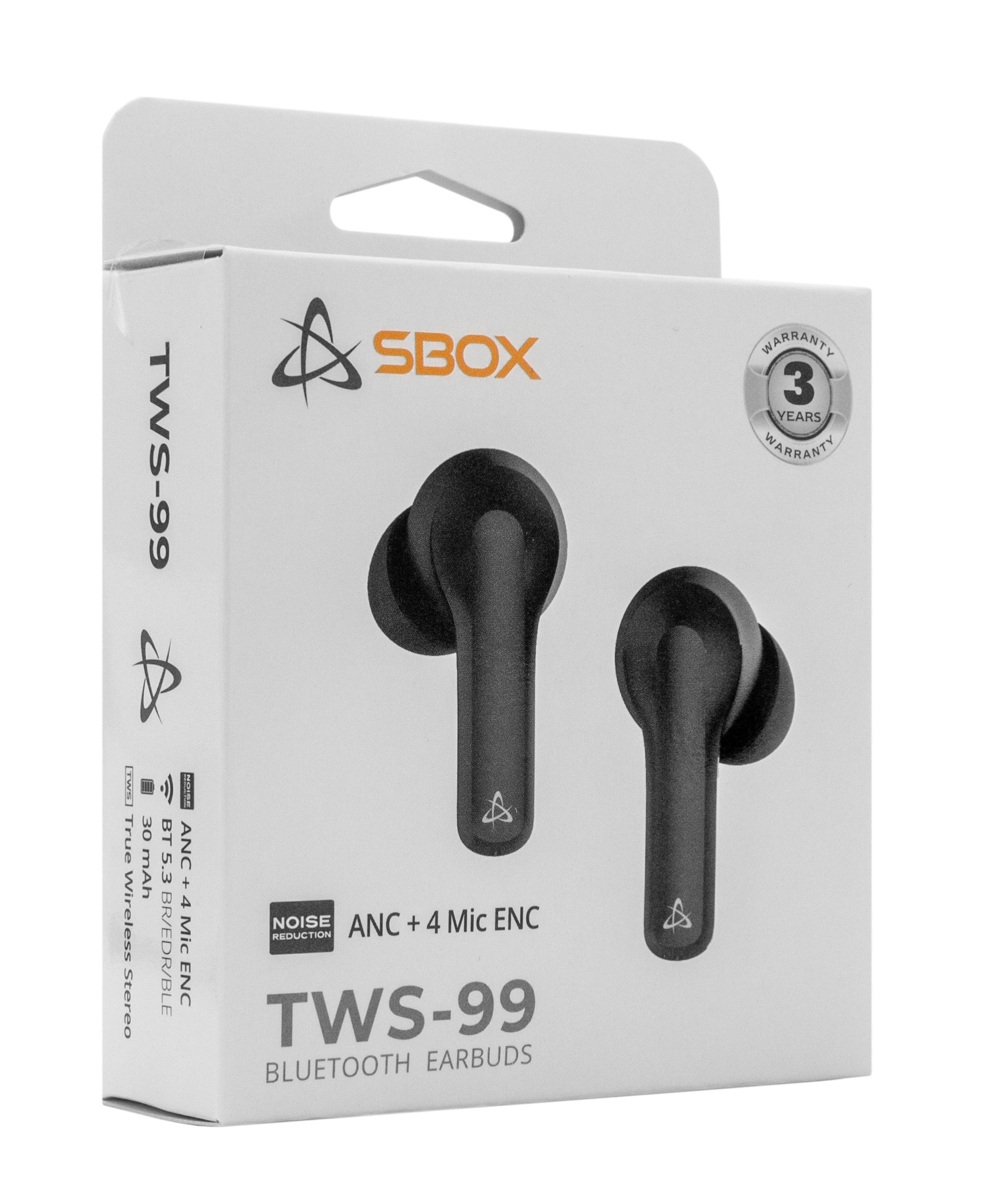 Auricolari Wireless BT v5.3 Cancellazione del Rumore con Custodia di Ricarica 2 in 1 Nero SBOX - immagine 2