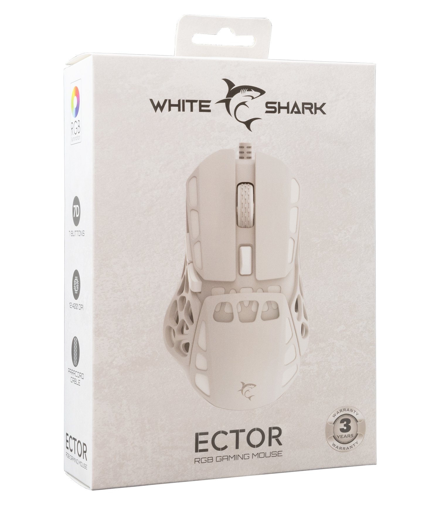 Mouse Ottico Gaming LED RGB con Cavo USB 7200 dpi Bianco, ECTOR WHITE SHARK - immagine 2