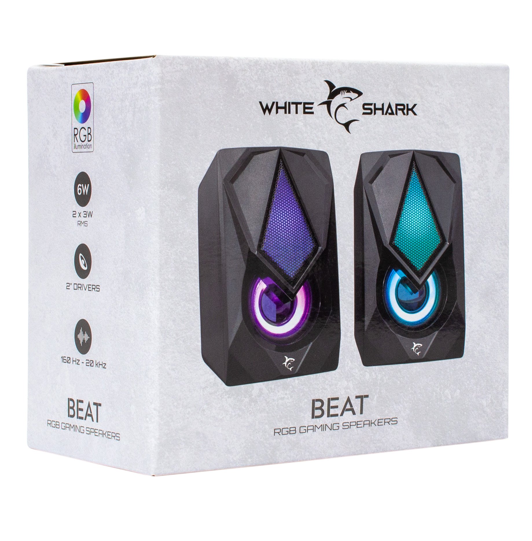 Set Altoparlanti Gaming Speakers USB RGB WHITE SHARK - immagine 2