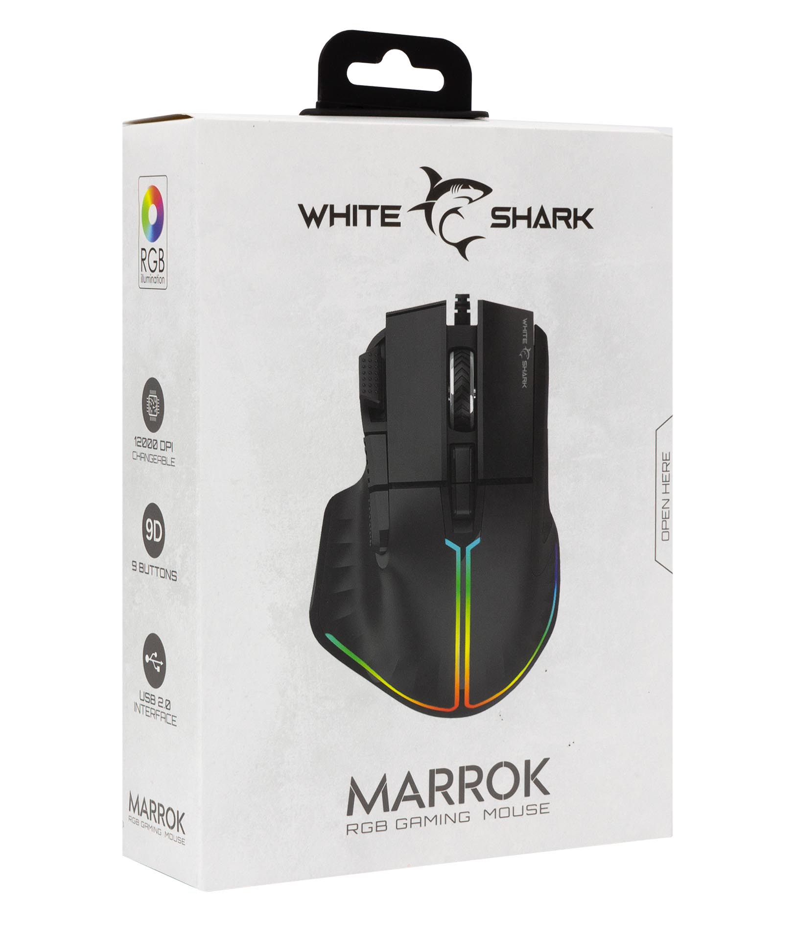 Mouse Gaming RGB USB 12000 dpi 9 Tasti Nero Marrok WHITE SHARK