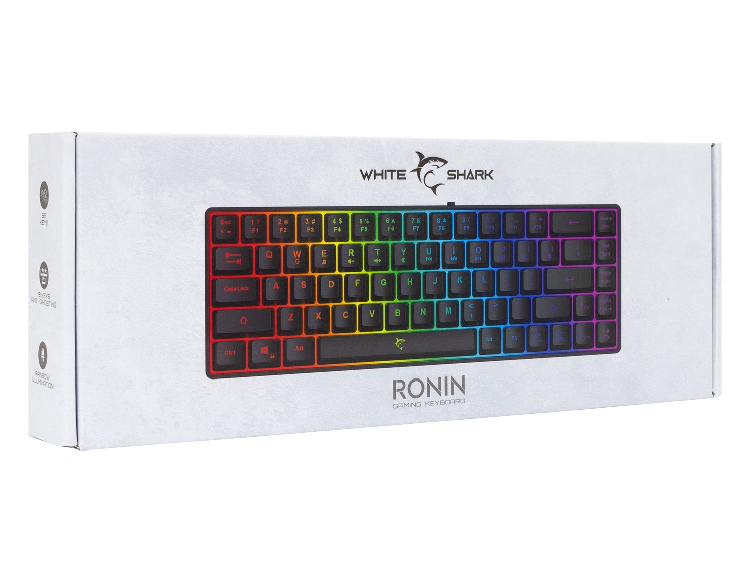 Tastiera Gaming USB 68 Tasti con Retroilluminazione LED RGB Nero WHITE SHARK