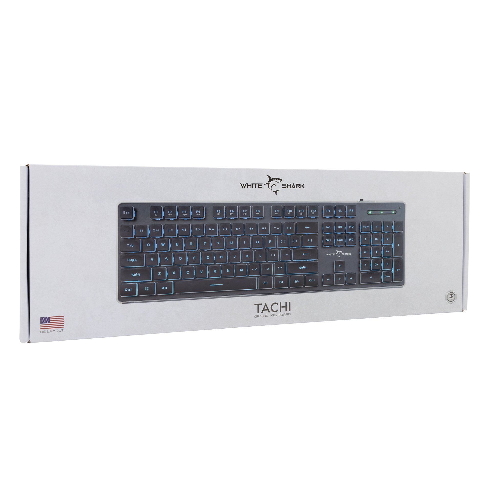 Tastiera Gaming USB 104 Tasti con Retroilluminazione LED Nero WHITE SHARK - immagine 2