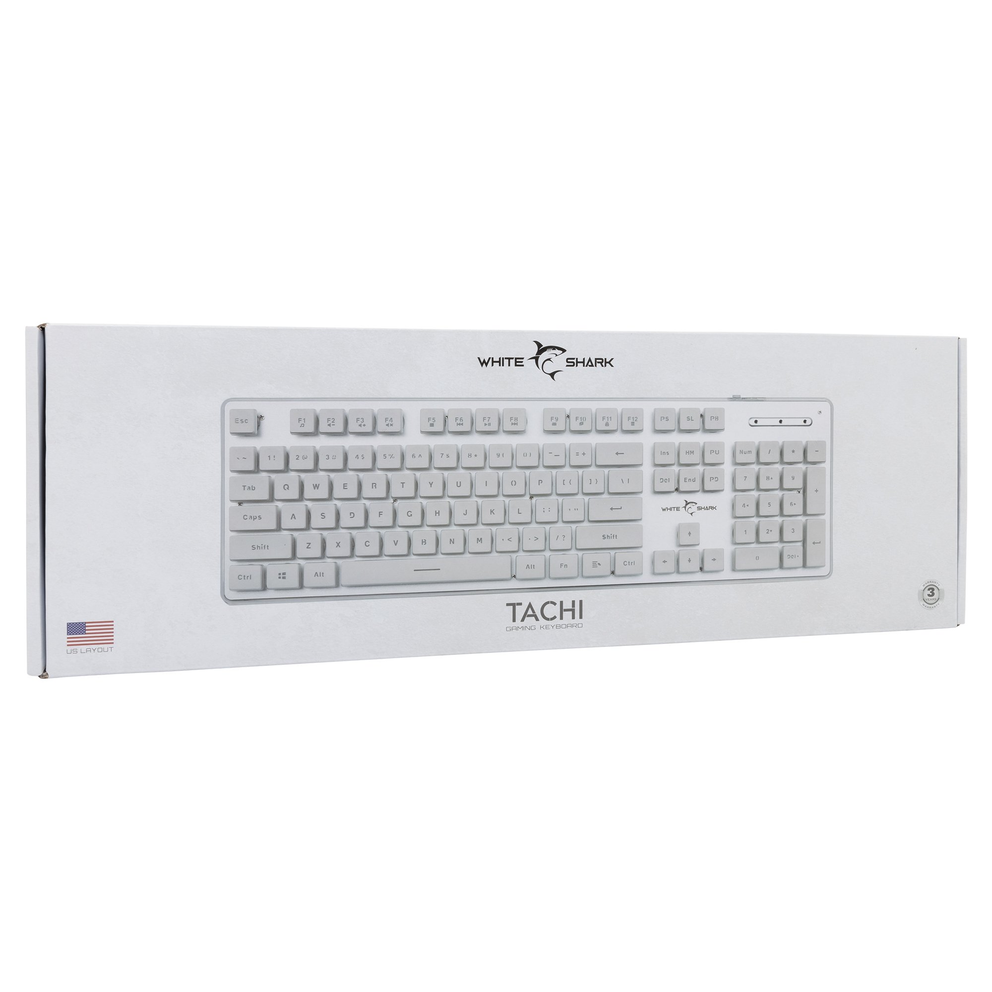 Tastiera Gaming USB 104 Tasti con Retroilluminazione LED Bianco WHITE SHARK - immagine 2