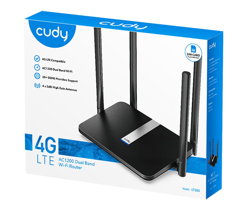 Router Wi-Fi Dual Band 4G LTE AC1200, LT500 CUDY