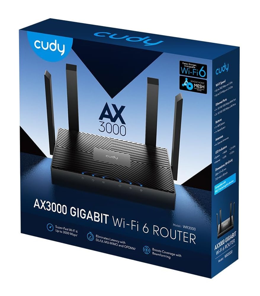 Mesh Router Wi-Fi 6 AX3000 Dual Band Gigabit, WR3000 CUDY - immagine 2