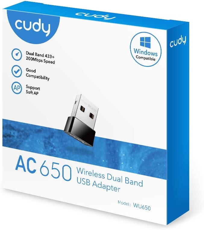 Nano Adattatore USB WiFi Dual Band 650Mbps per PC con Modalità SoftAP, WU650 CUDY - immagine 2