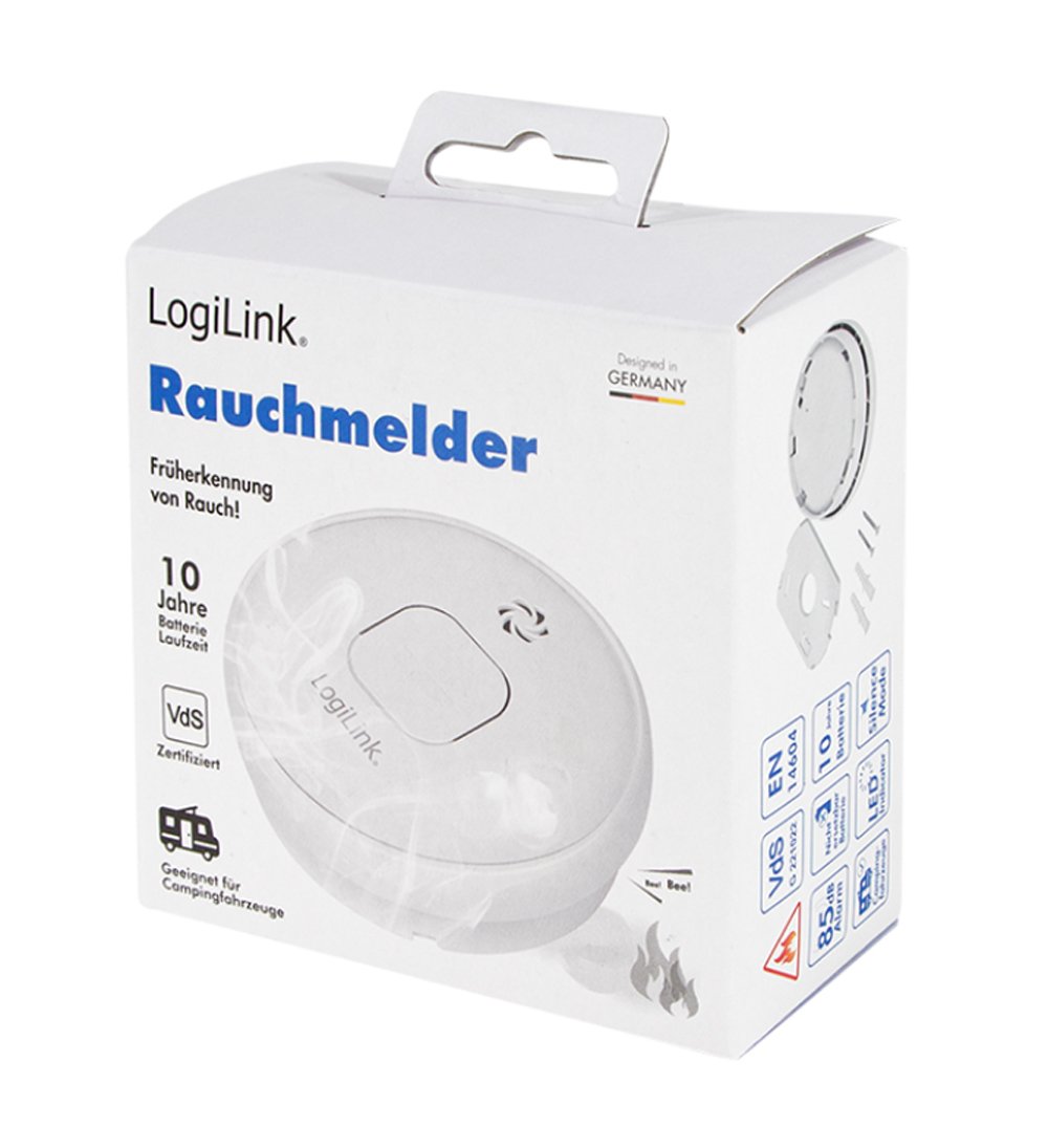 Rilevatore di Fumo con Omologazione VdS Batteria 10 anni LOGILINK - immagine 2
