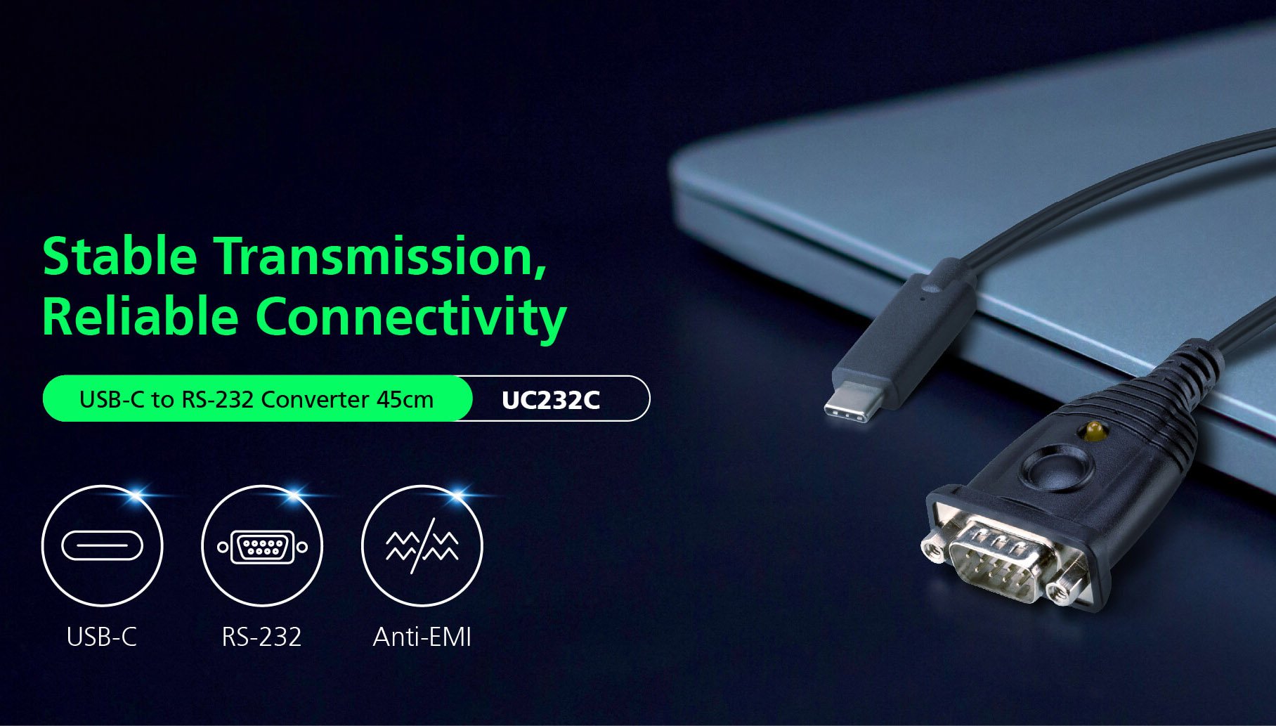Convertitore Adattatore da USB-C™ a RS-232, UC232C ATEN - immagine 2