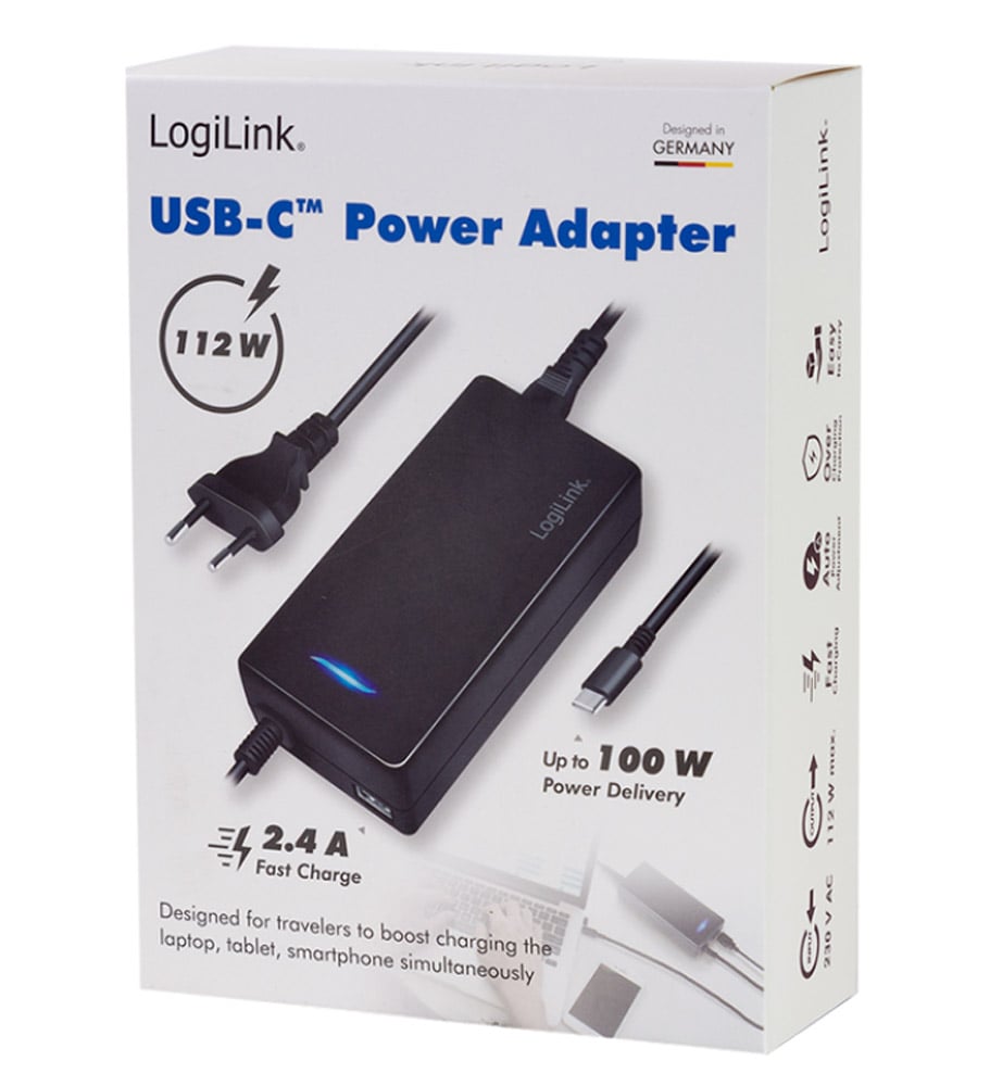 Alimentatore da Tavolo 1x USB-C™ PD e 1x USB-A 112W LOGILINK - immagine 2