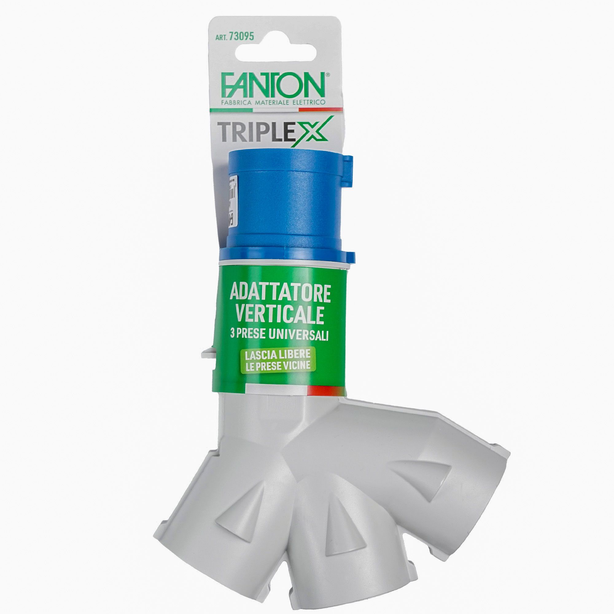 Adattatore Industriale Triplex da Spina Italiana 16A a 3 Prese Bipasso Schuko FME - immagine 2