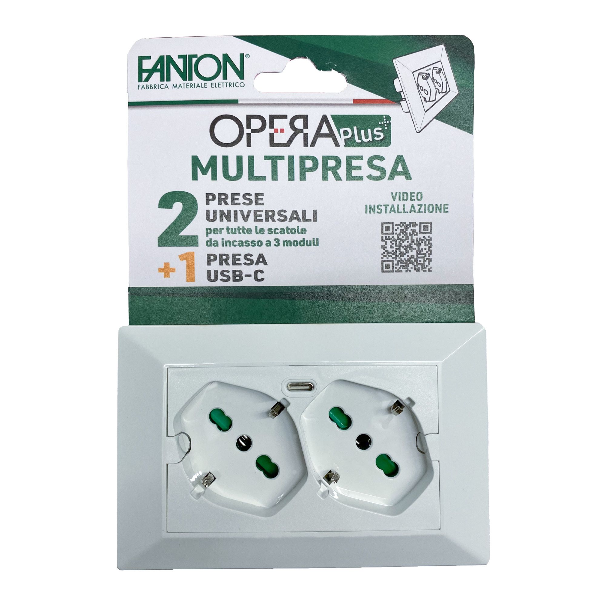 Multipresa Universale da Incasso con Doppia Presa Bipasso Italiana Schuko Bianco FME - immagine 2