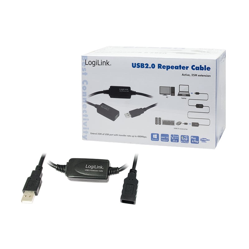 Cavo Amplificatore Prolunga USB A/M a USB-A/F 25m LOGILINK - immagine 2