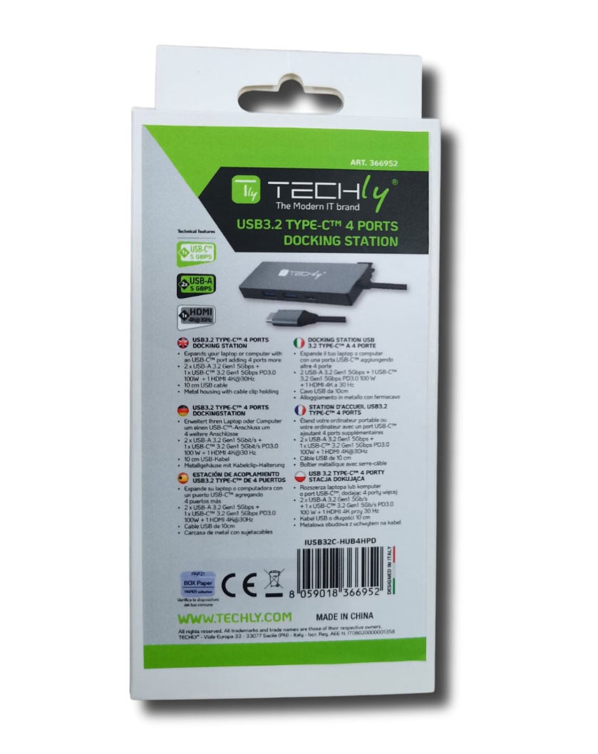 Docking Station USB3.2 Type-C™ a 3 Porte USB e 1 HDMI TECHLY