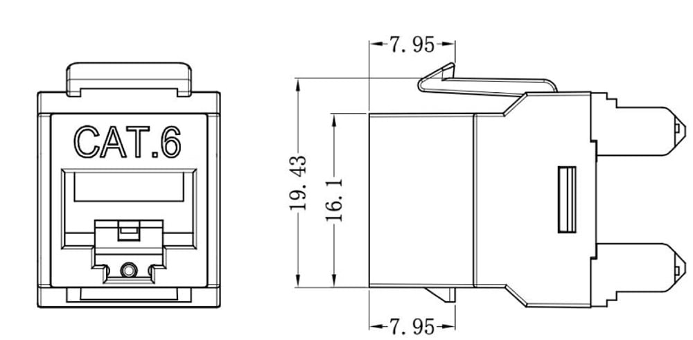 Frutto Keystone RJ45 UTP Cat.6 180° Bianco TECHLY PROFESSIONAL - immagine 2