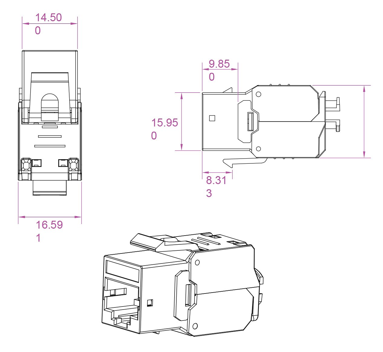 Frutto Keystone RJ45 Cat.6 STP Tooless TECHLY PROFESSIONAL - immagine 2